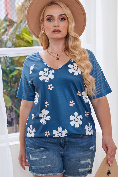 Plus Size V - Neck Raglan Sleeve Tee - Rochelle's House LLC