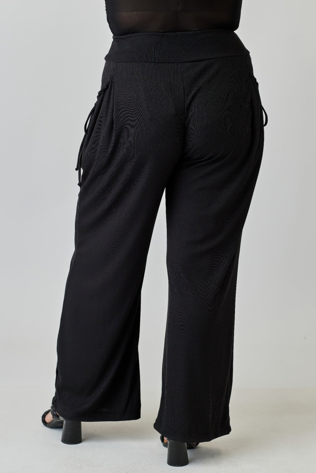 Plus Size Wide - leg Pants W Side Drawstring Detail - Rochelle's House LLC
