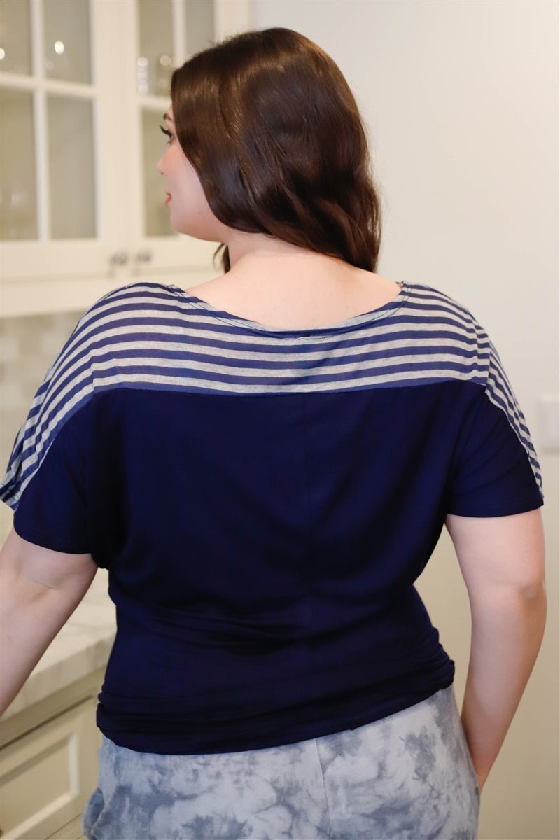 Plus Stripe Short Sleeve Top - Rochelle's House LLC