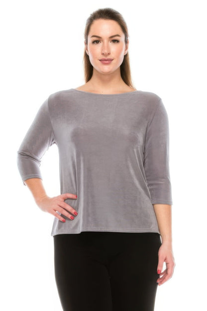 Quarter Sleeve Solid Acetate Top - Rochelle's House LLC