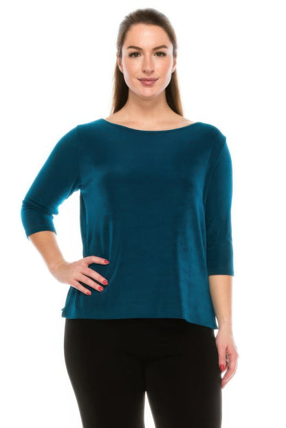 Quarter Sleeve Solid Acetate Top - Rochelle's House LLC