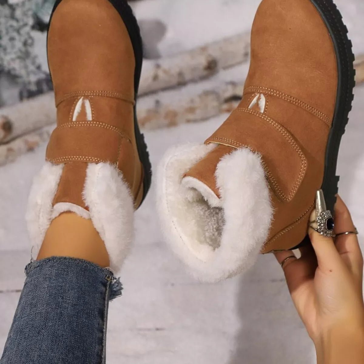 Round Toe Fuzzy Boots - Rochelle's House LLC