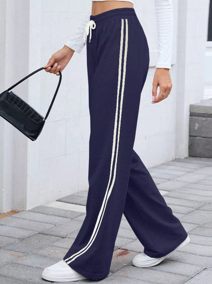 Side Striped Wide Leg Pants - Rochelle's House LLC