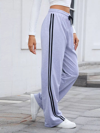 Side Striped Wide Leg Pants - Rochelle's House LLC