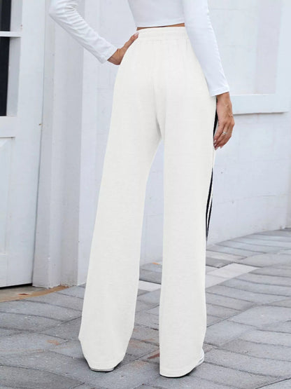 Side Striped Wide Leg Pants - Rochelle's House LLC