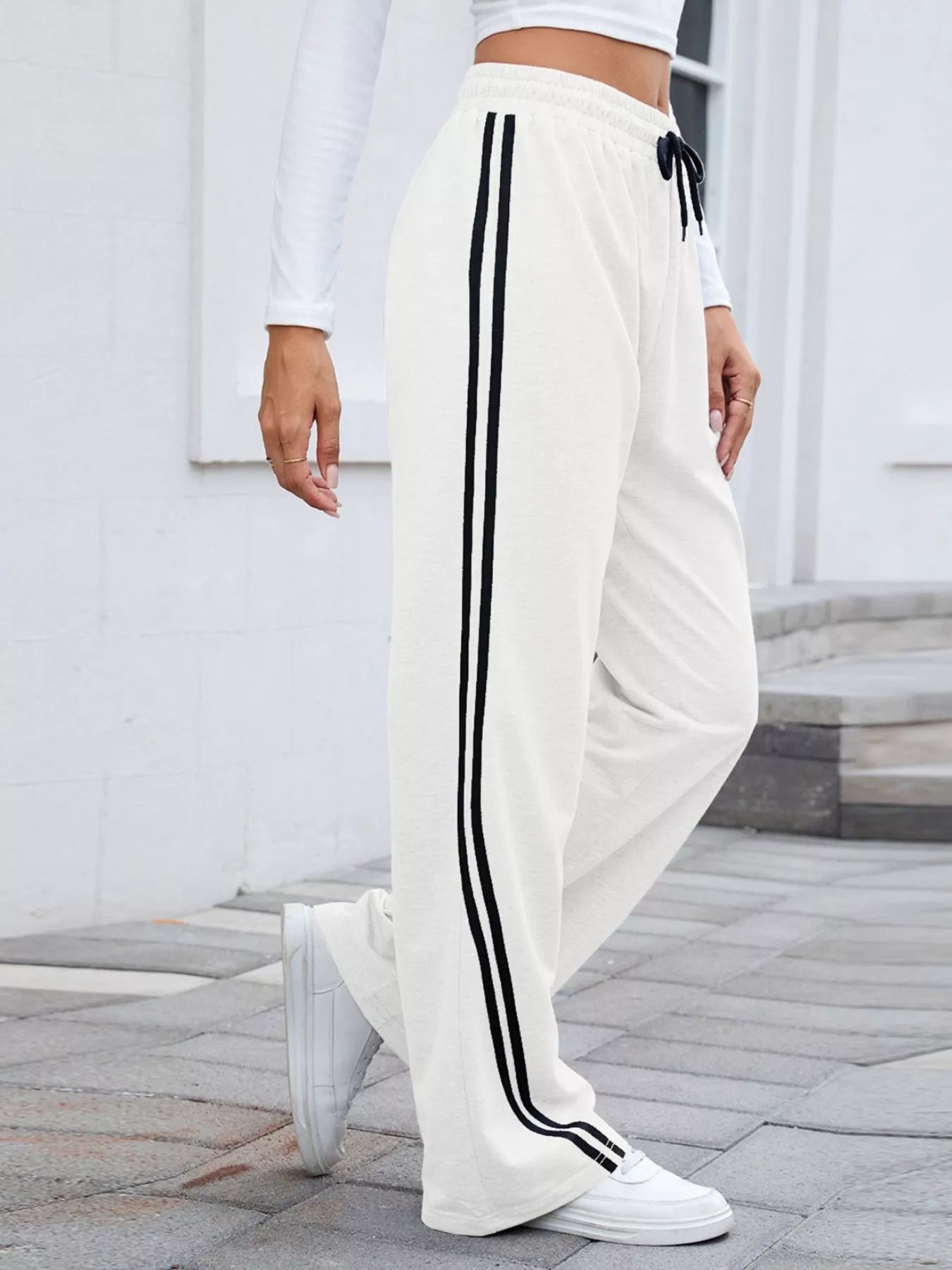 Side Striped Wide Leg Pants - Rochelle's House LLC