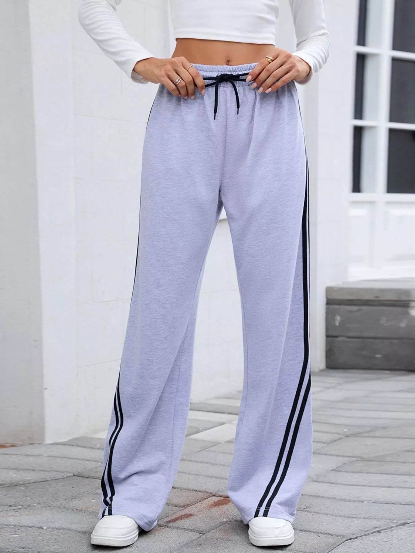 Side Striped Wide Leg Pants - Rochelle's House LLC