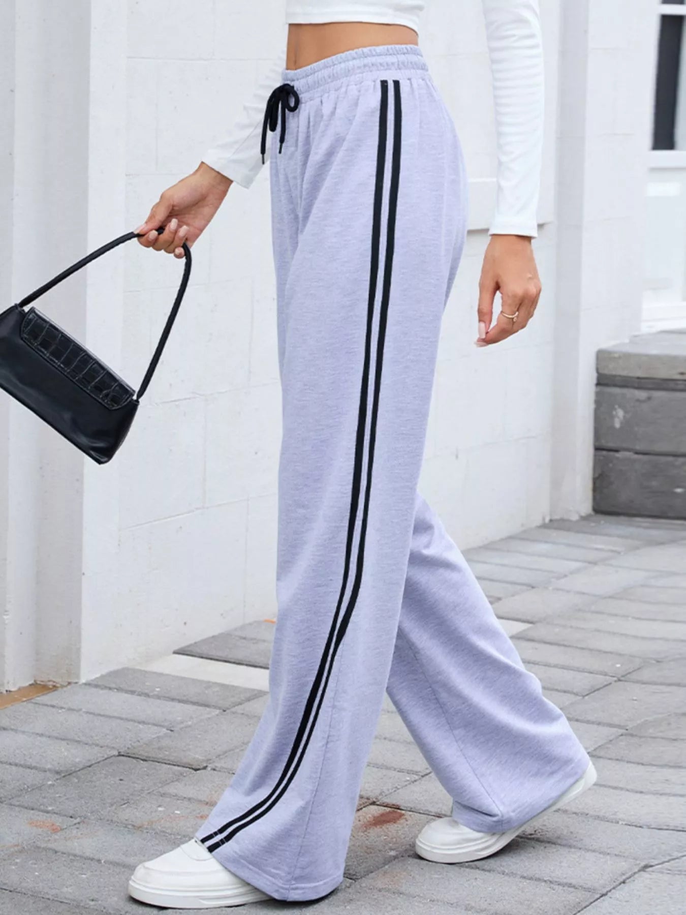 Side Striped Wide Leg Pants - Rochelle's House LLC