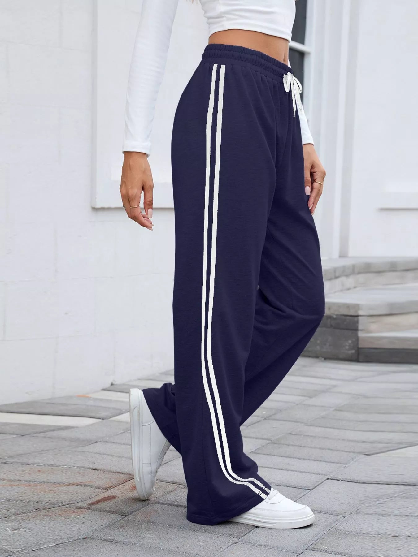 Side Striped Wide Leg Pants - Rochelle's House LLC