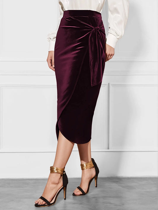 Side Tied Velvet Skirt - Rochelle's House LLC