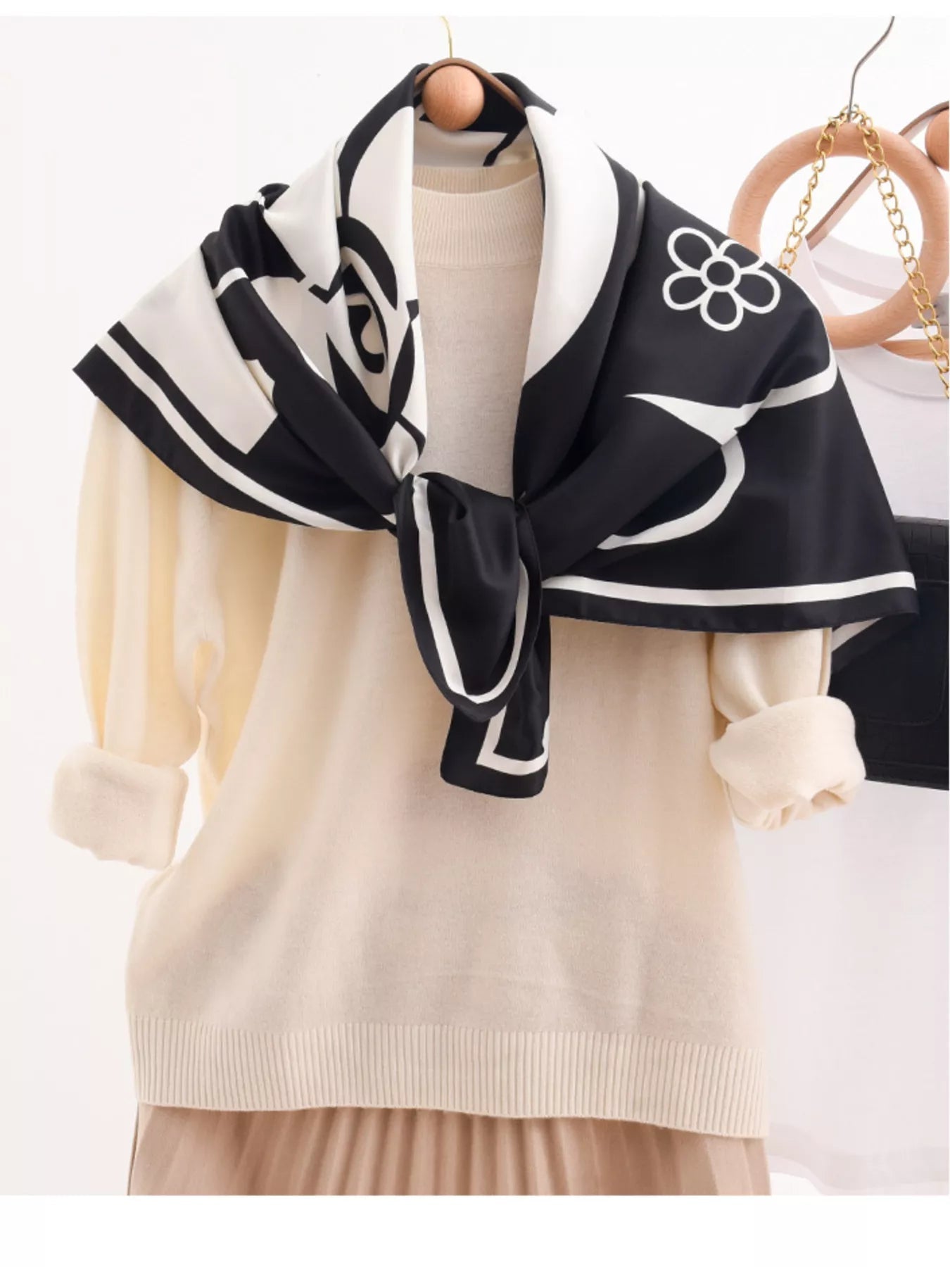 Square Flower Silk Scarf - Rochelle's House LLC