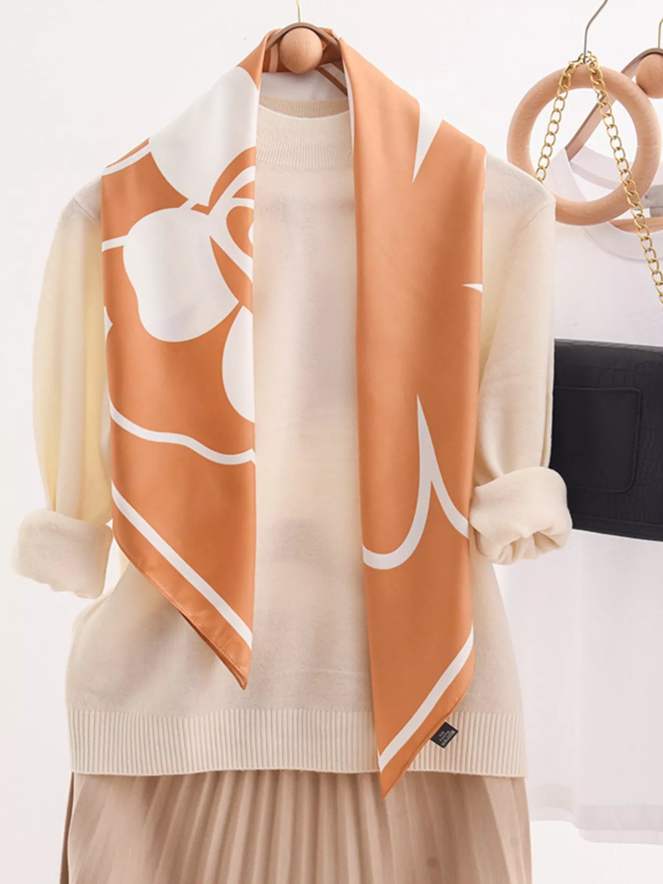 Square Flower Silk Scarf - Rochelle's House LLC