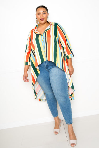 Striped Hi Low Shirt - Rochelle's House LLC
