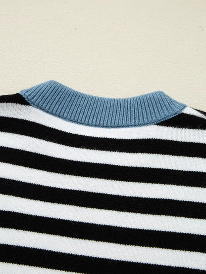 Striped Panels Colorblock Sleeve Sweater - Rochelle's House LLC