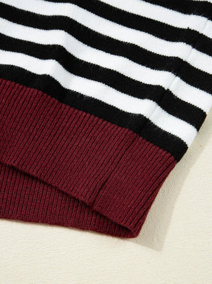 Striped Panels Colorblock Sleeve Sweater - Rochelle's House LLC