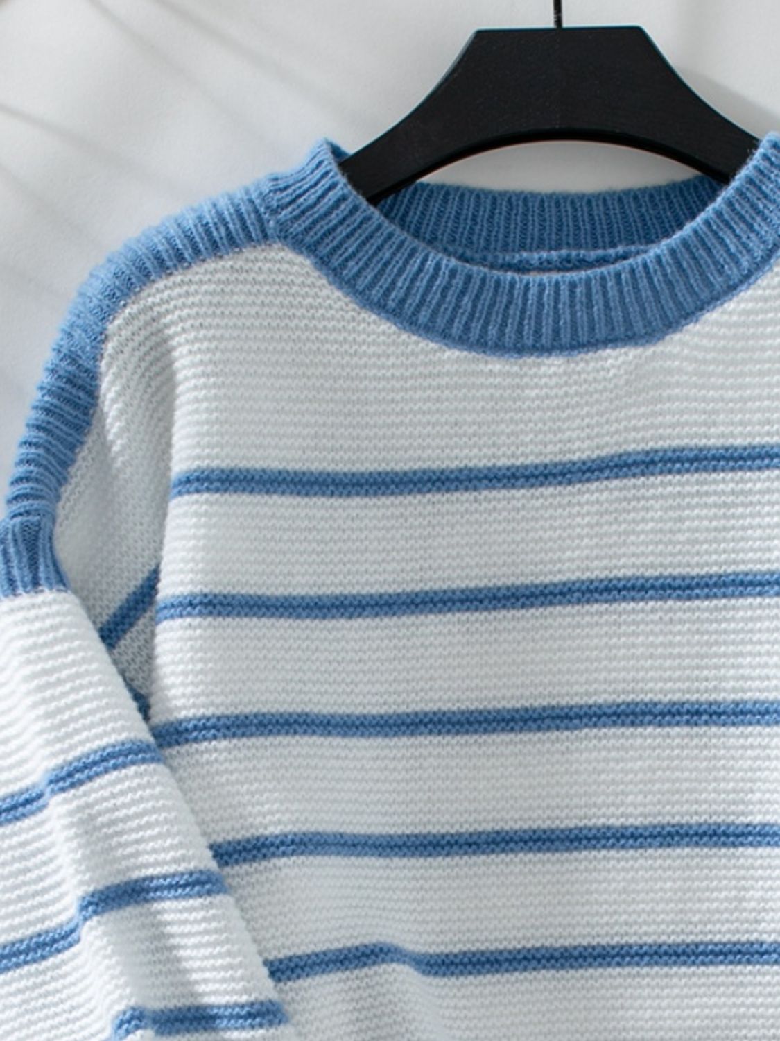 Striped Round Neck Long Sleeve Sweater - Rochelle's House LLC