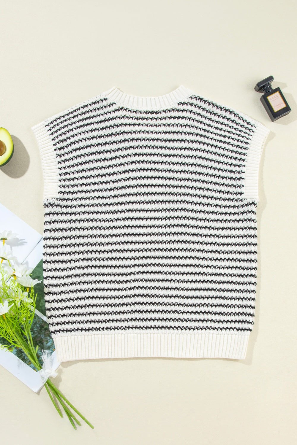Striped Round Neck Sweater Vest - Rochelle's House LLC
