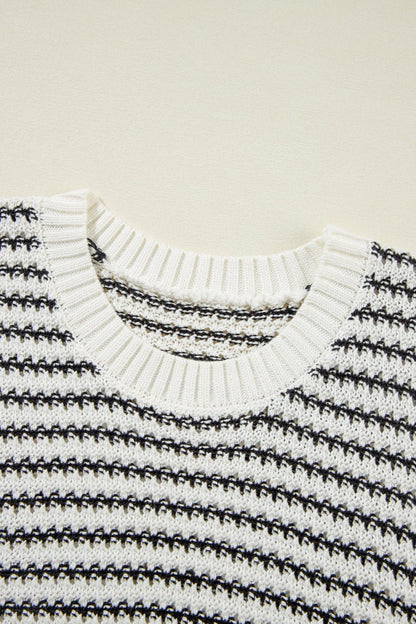 Striped Round Neck Sweater Vest - Rochelle's House LLC