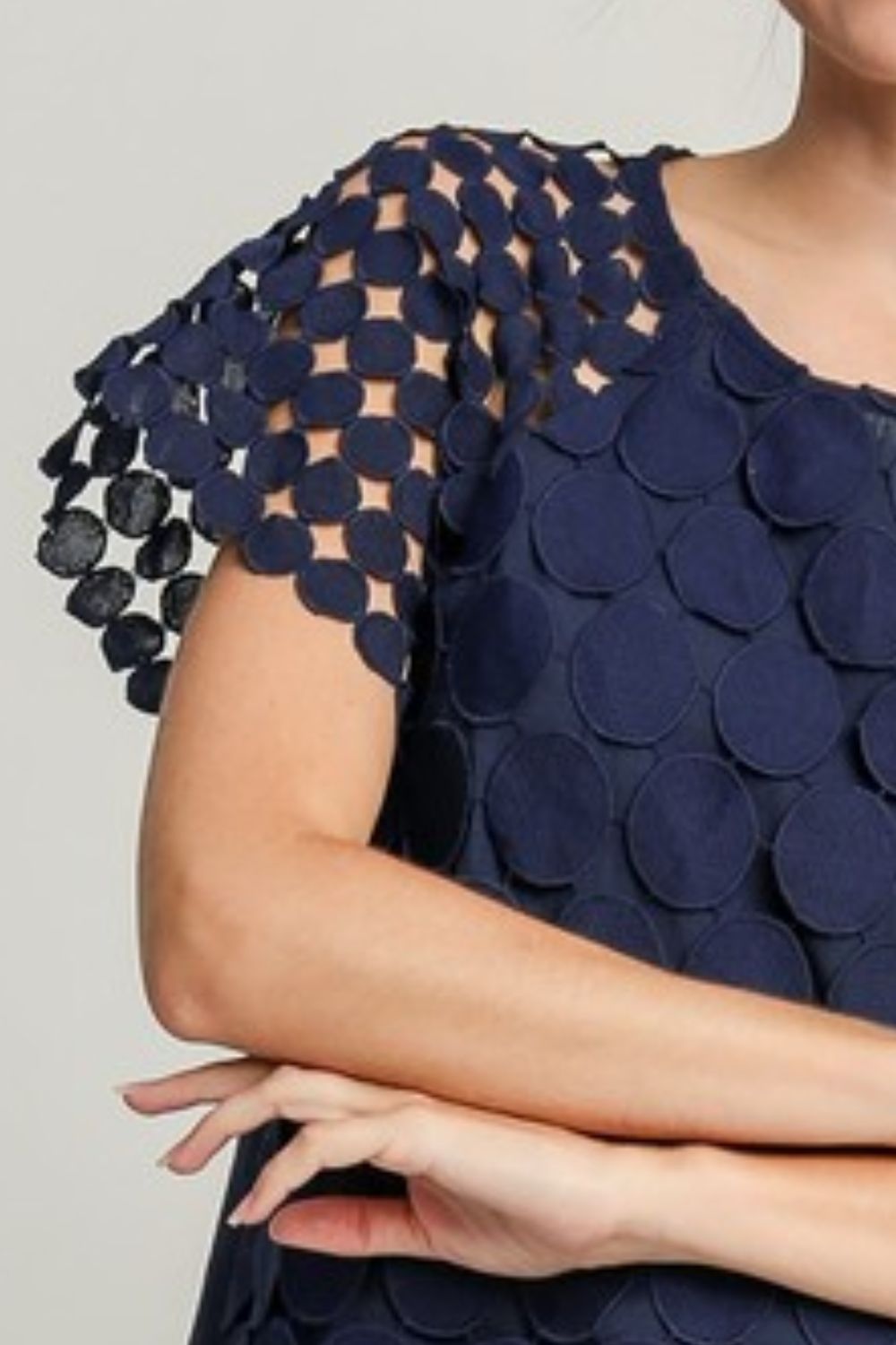 Side view of product highlighting flattering shape and movement