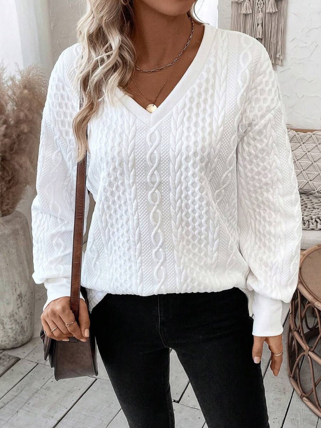 V - Neck Long Sleeve Sweatshirt - Rochelle's House LLC