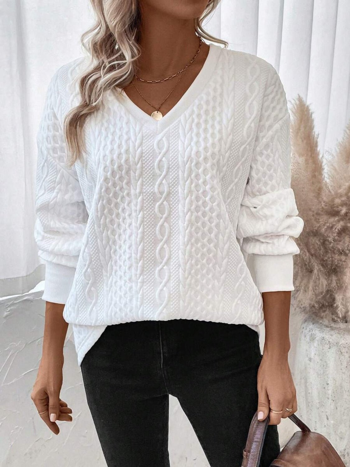 V - Neck Long Sleeve Sweatshirt - Rochelle's House LLC
