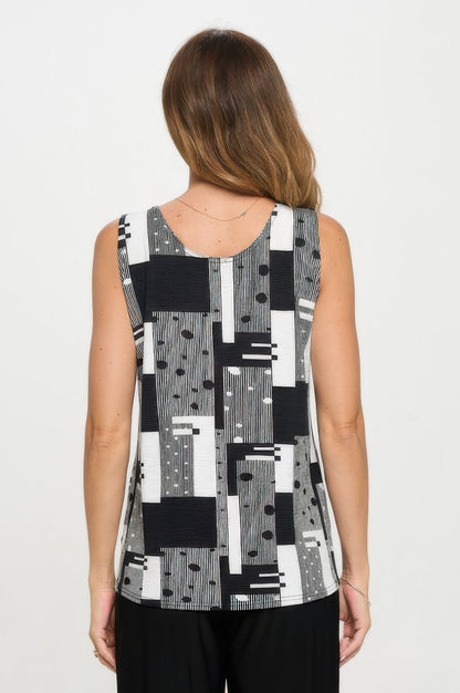 Venechia Pleated Print Sleeveless Tank Top - Rochelle's House LLC