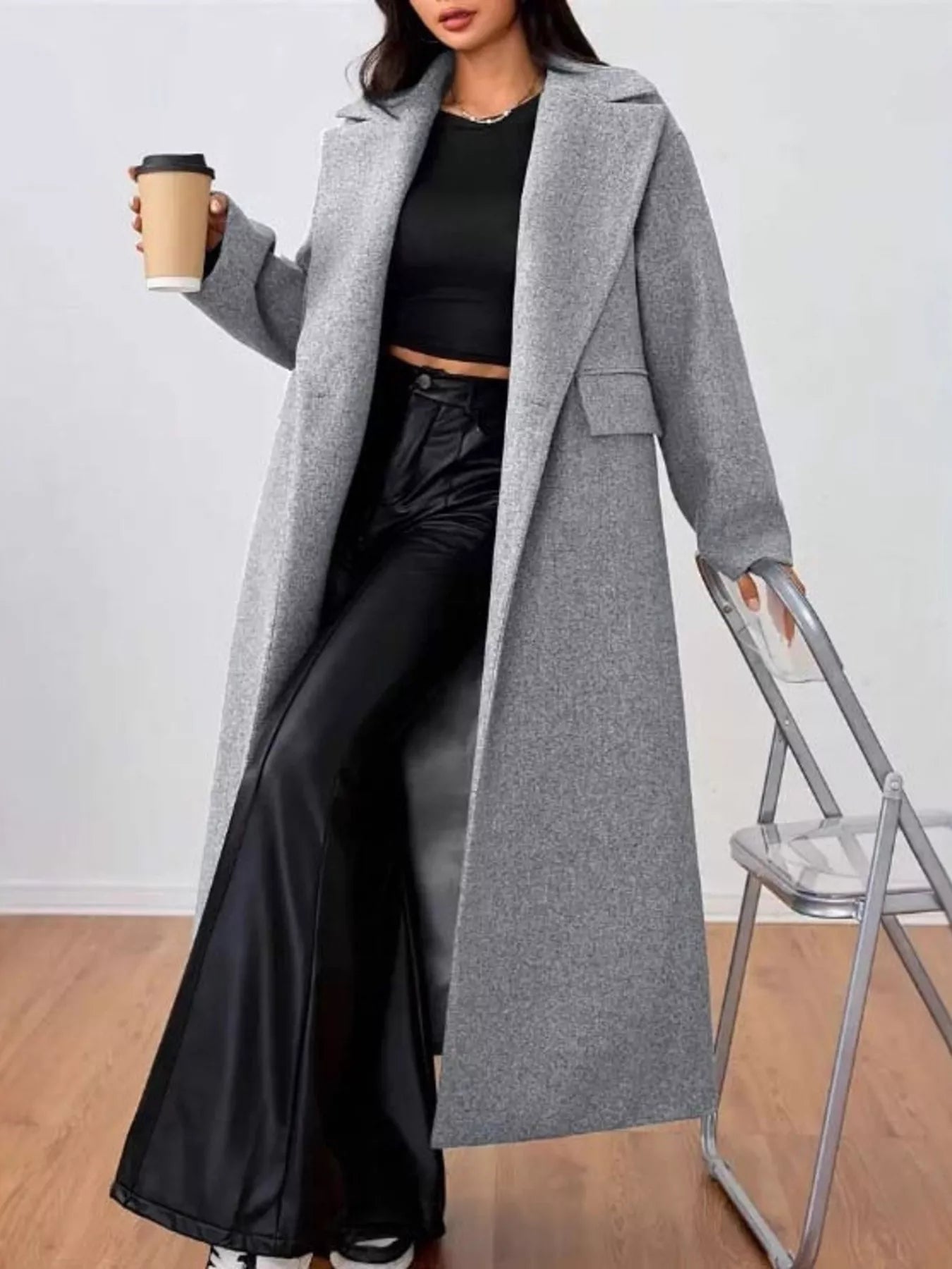 Wool - Blend Longline Overcoat - Rochelle's House LLC