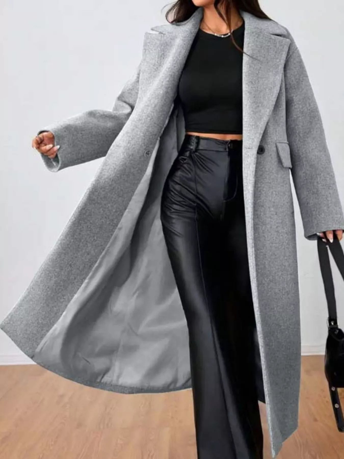 Wool - Blend Longline Overcoat - Rochelle's House LLC