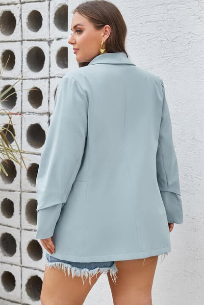 Air Force Blue Shawl Collar Long Sleeve Blazer - Rochelle's House LLC