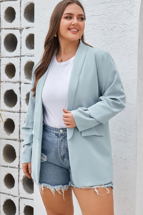 Air Force Blue Shawl Collar Long Sleeve Blazer - Rochelle's House LLC
