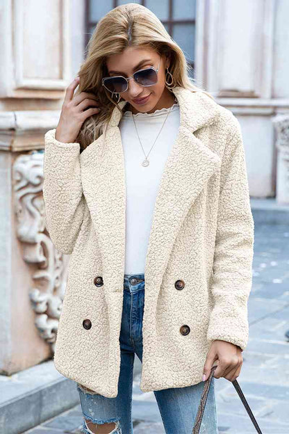 Full Size Lapel Collar Sherpa Coat - Rochelle's House LLC