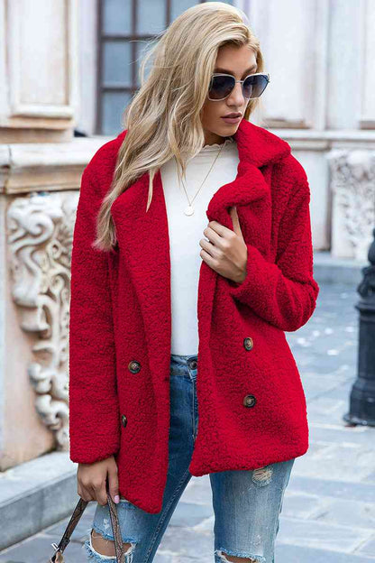 Full Size Lapel Collar Sherpa Coat - Rochelle's House LLC