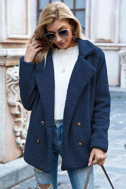 Full Size Lapel Collar Sherpa Coat - Rochelle's House LLC