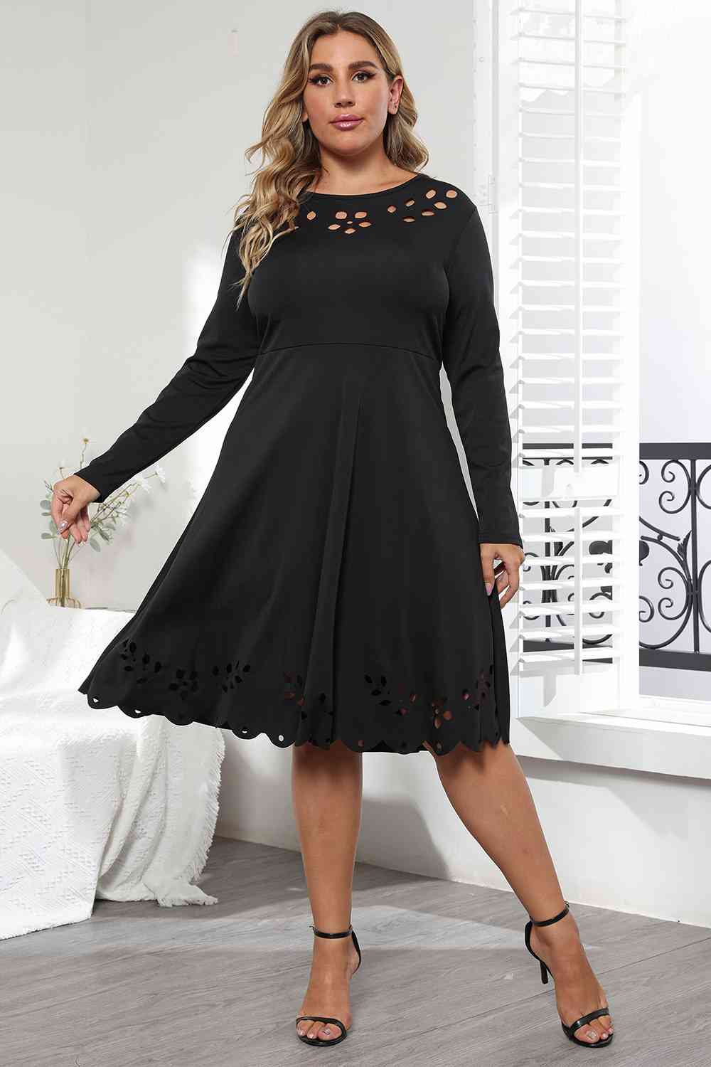 Long Sleeve Cutout Detail Dress - Rochelle's House LLC
