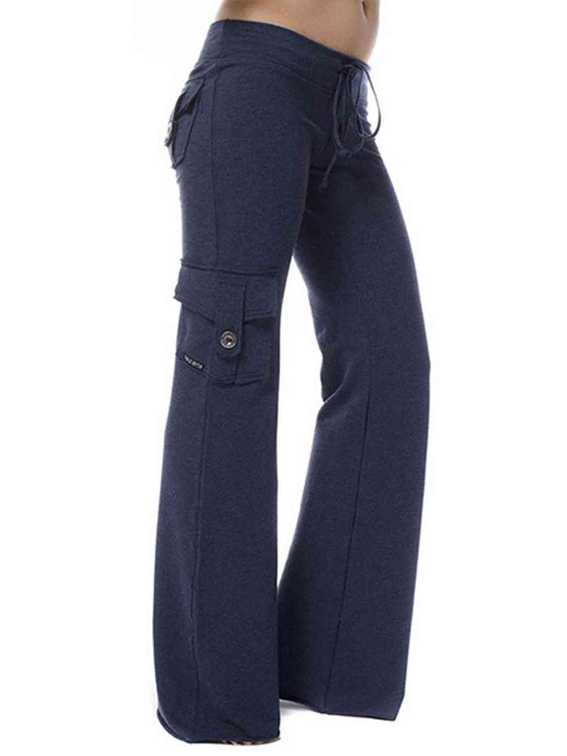 Mid Waist Pants with Pockets - Rochelle's House LLC