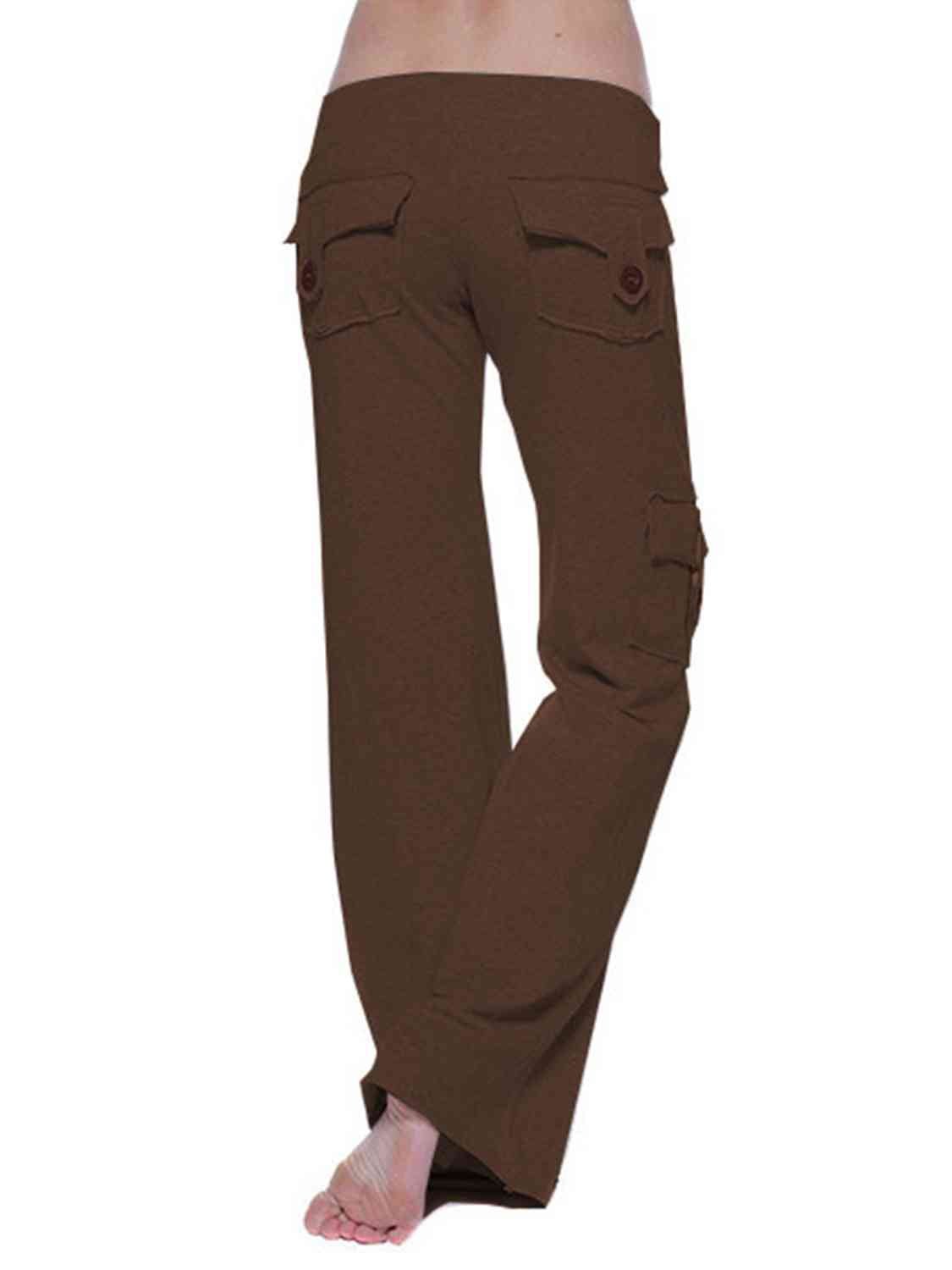 Mid Waist Pants with Pockets - Rochelle's House LLC