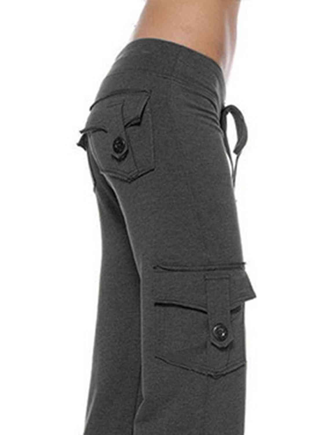 Mid Waist Pants with Pockets - Rochelle's House LLC