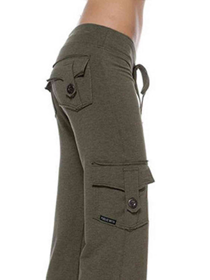 Mid Waist Pants with Pockets - Rochelle's House LLC