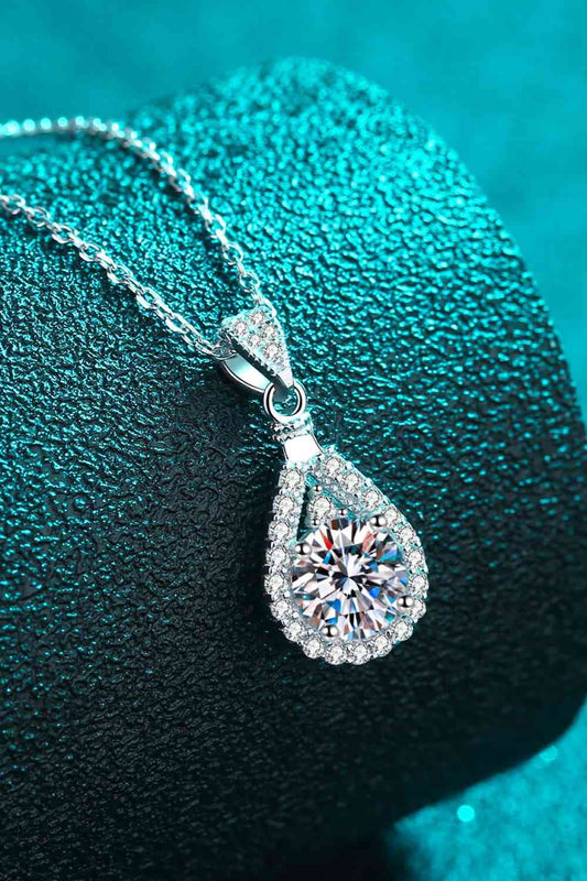 Moissanite Teardrop Pendant 925 S S Necklace - Rochelle's House LLC