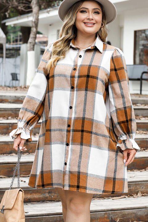 Ochre Plus Size Button Up Shirt Dress - Rochelle's House LLC