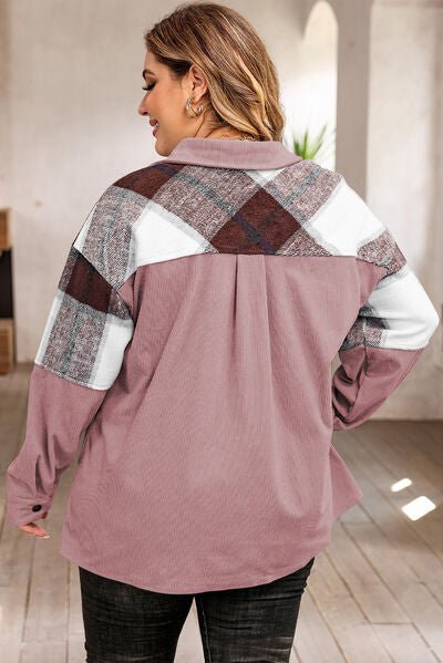 Plaid Snap Down Jacket with Pockets - Rochelle's House LLC