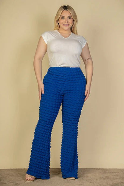Plus Size Bubble Fabric Flare Pants - Rochelle's House LLC