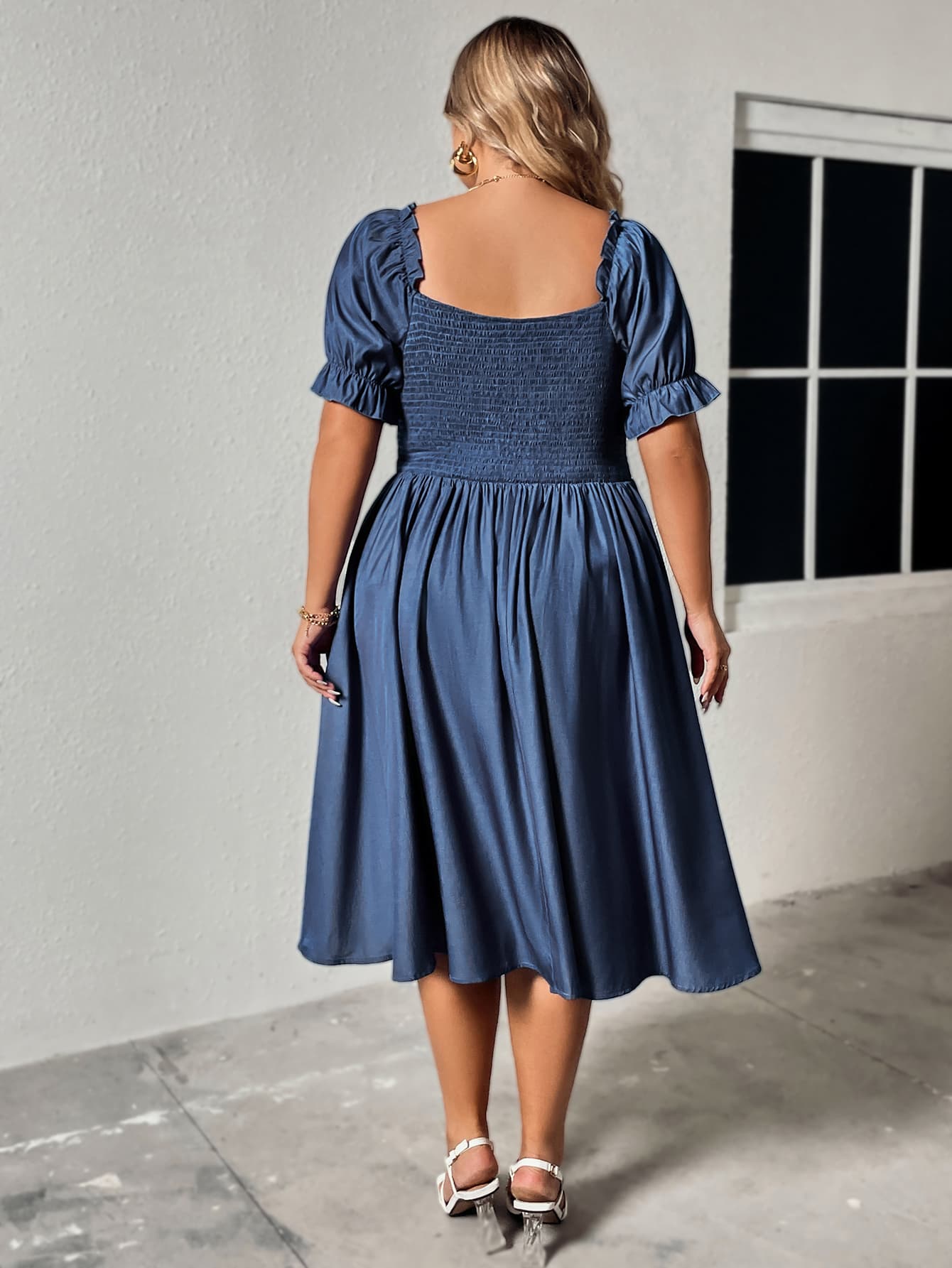 Plus Size Ruched Sweetheart Neck Dress - Rochelle's House LLC