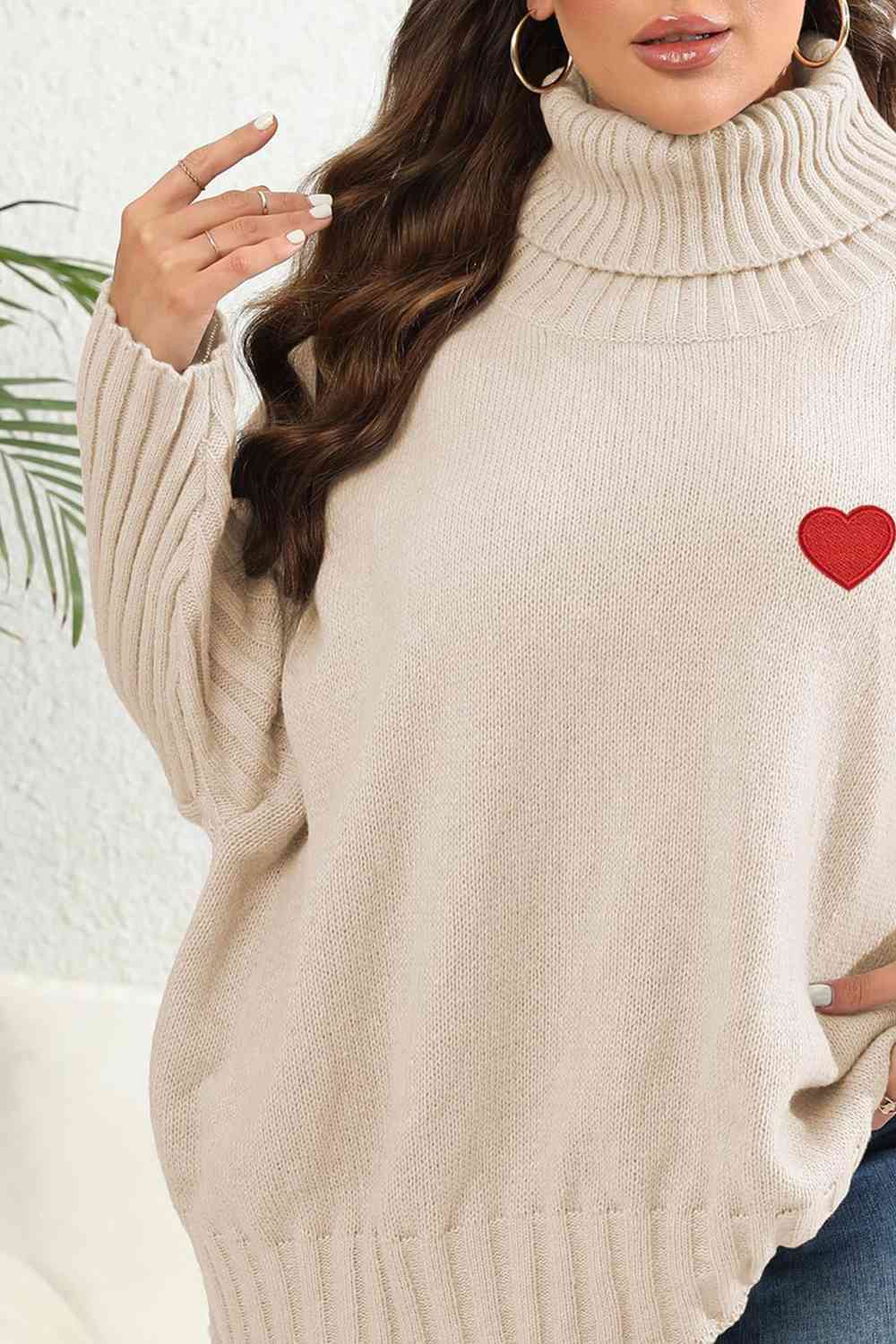 Plus Size Turtle Neck Long Sleeve Sweater - Rochelle's House LLC