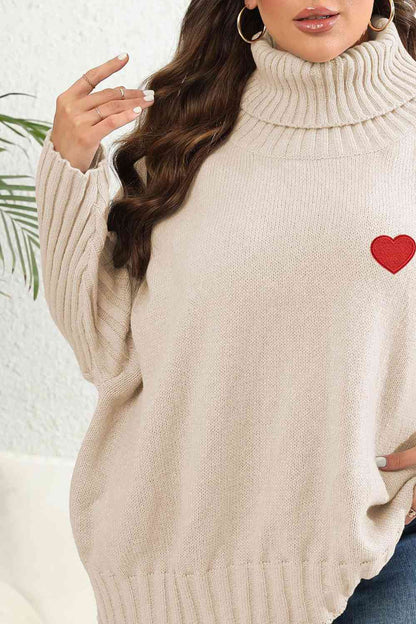 Plus Size Turtle Neck Long Sleeve Sweater - Rochelle's House LLC