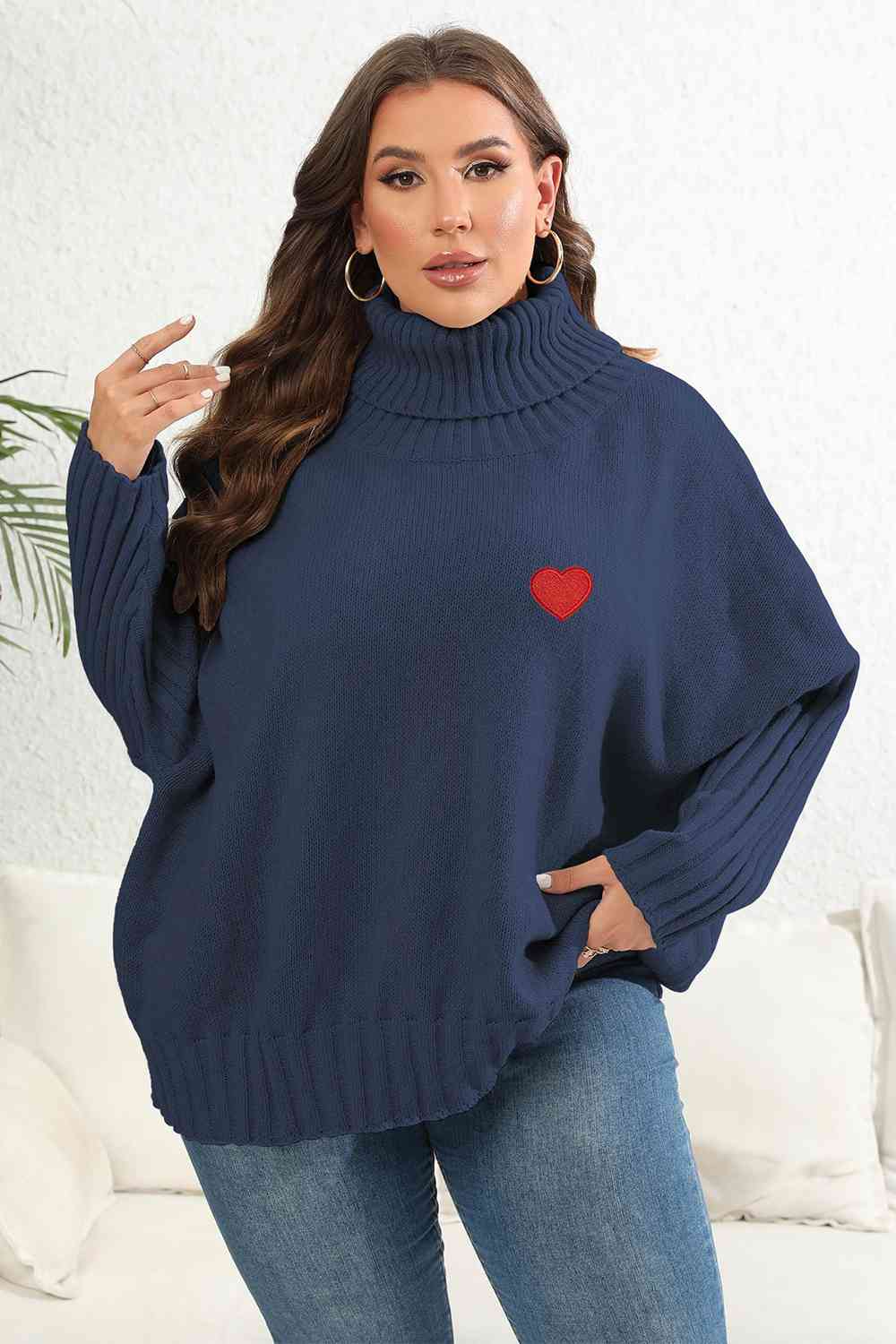 Plus Size Turtle Neck Long Sleeve Sweater - Rochelle's House LLC