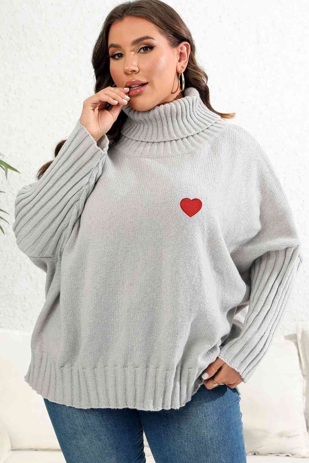 Plus Size Turtle Neck Long Sleeve Sweater - Rochelle's House LLC