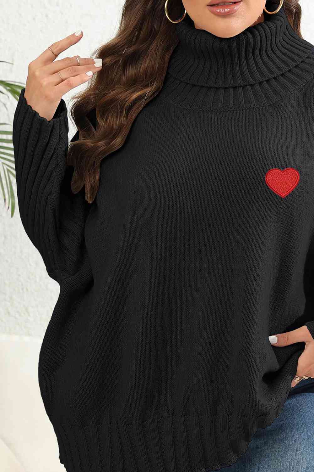 Plus Size Turtle Neck Long Sleeve Sweater - Rochelle's House LLC