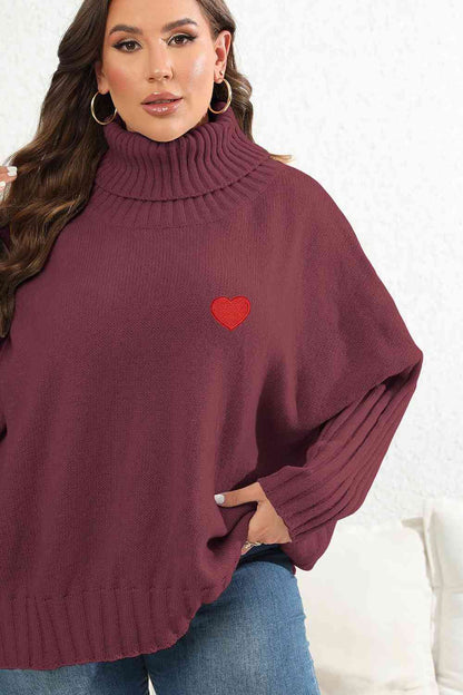 Plus Size Turtle Neck Long Sleeve Sweater - Rochelle's House LLC