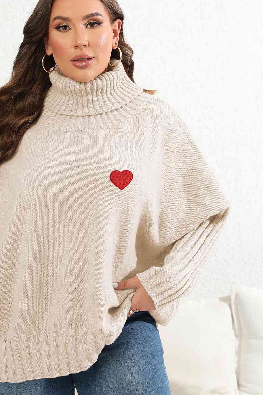Plus Size Turtle Neck Long Sleeve Sweater - Rochelle's House LLC